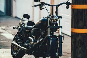 Black Harley Davidson Front View Wallpaper