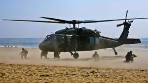 Black Hawk Helicopter On Beach Wallpaper