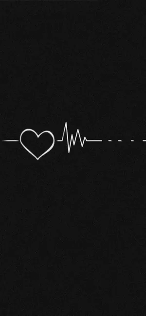 Black Heart Aesthetic With Pulse Rate Wallpaper