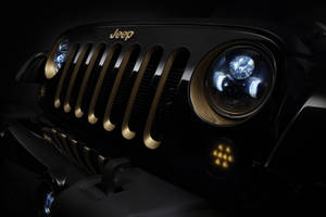 Black Jeep Wrangler With Led Headlights Wallpaper