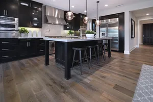 Black Kitchen Background With Round Lights Wallpaper