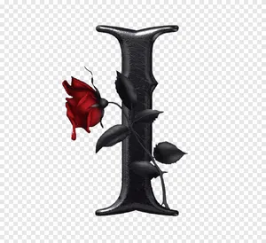 Black Letter I With Red Rose Wallpaper