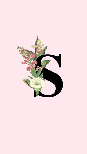 Black Letter S With Flower Wallpaper