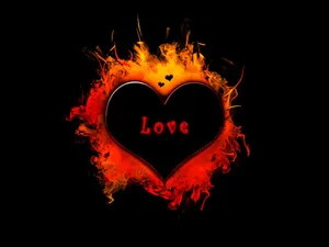 Black Love Blazing Heart Wallpaper
