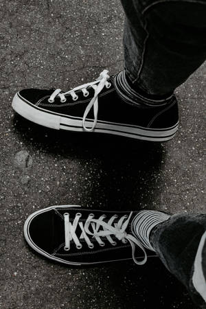 Black Low Cut Converse Wallpaper