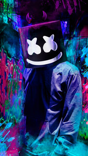 Black Marshmello Colorful Background Wallpaper