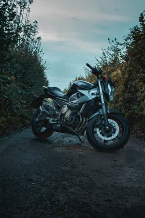 Black Motorcycle Close-up View Wallpaper