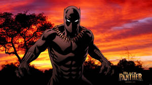 Black Panther Marvel Comics Superhero Sunset Wallpaper