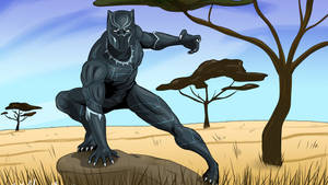 Black Panther Superhero Cartoon Art Wallpaper