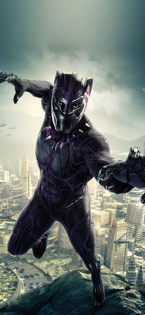 Black Panther Superhero King T'challa City Fly Wallpaper