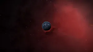Black Planet Near Red Cosmos Wallpaper
