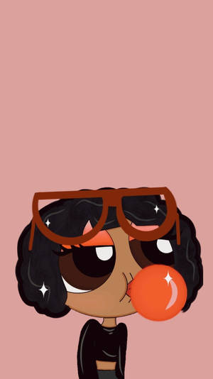 Black Powerpuff Girls Orange Bubblegum Backdrop Wallpaper