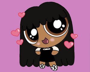 Black Powerpuff Girls Purple Backdrop Hearts Wallpaper