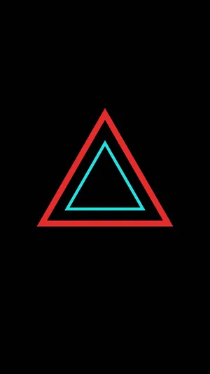 Black Pyramid Neon Red Blue Light Wallpaper