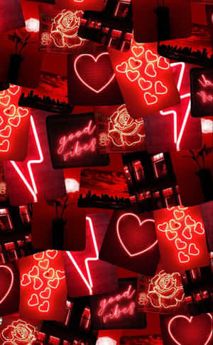Black Red Neon Cute Led Signs Wallpaper
