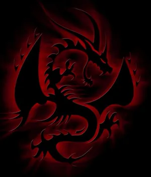 Black Red Neon Dragon Drawing Wallpaper