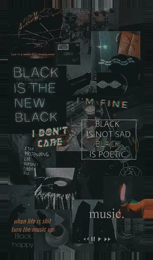 Black Retro Quote Collage Wallpaper