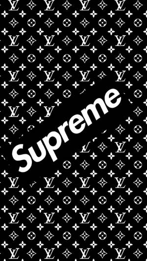 Black Supreme With Lv Monogram Logo Wallpaper