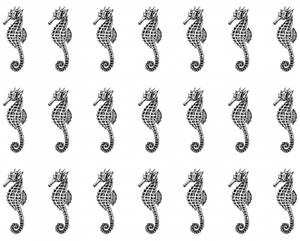 Black Vintage Seahorses Wallpaper