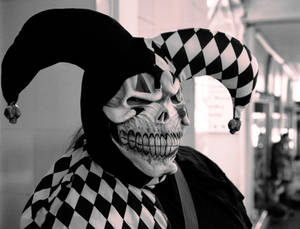 Black White Paranormal Spooky Jester Wallpaper