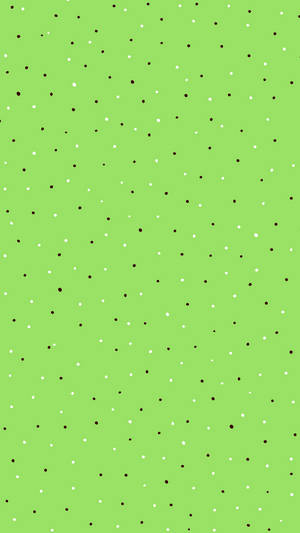 Black & White Polka Dots On Green Wallpaper