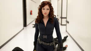 Black Widow Hallway Stance Wallpaper