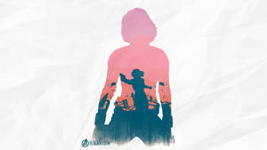 Black Widow Silhouette In Pink Wallpaper