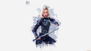 Black Widow Watercolor Splatter Wallpaper