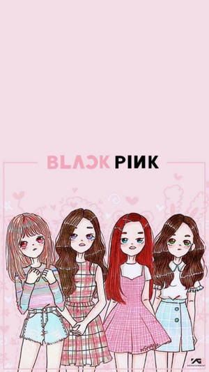 Blackpink Cartoon Aesthetic Illustration Wallpaper