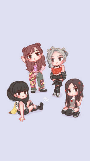 Blackpink Cartoon Cool Fashion Wallpaper