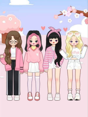 Blackpink Cartoon Dolls Wallpaper