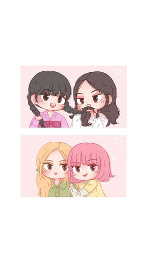 Blackpink Cartoon Jensoo And Chaelisa Wallpaper