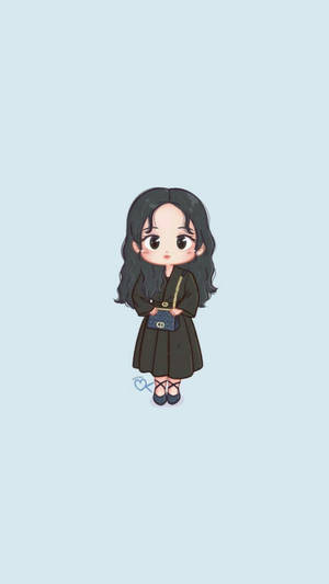 Blackpink Cartoon Of Jisoo Wearing Dior Wallpaper