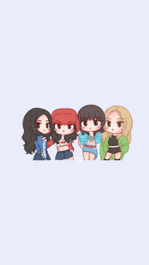 Blackpink Cartoon Shutdown Outfit Wallpaper