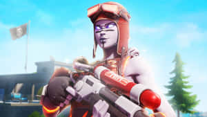 Blaze Fortnite Skin Guarding A Facility Wallpaper