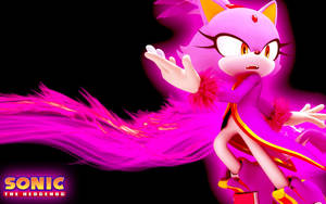 Blaze The Cat Glowing Pink Wallpaper