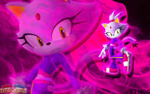 Blaze The Cat Pink Theme Wallpaper