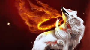 Blazing Fire Wolf Wallpaper