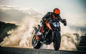 Blazing Orange Motorcycle Wallpaper