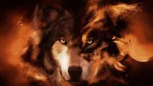 Blazing Wolf On A Dark Winter's Night Wallpaper