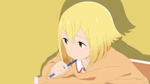 Blonde Anime Girl Studying Wallpaper