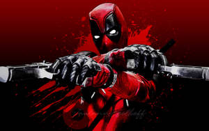 Bloody Deadpool With Guns Wallpaper