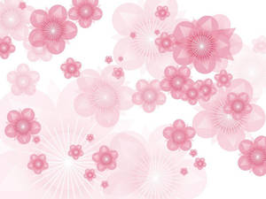 Blossoming Pink Flower On Illustrated White Background Wallpaper