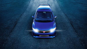 Blue 4k Honda Civic Asphalt Road Wallpaper