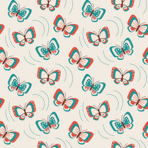 Blue And Orange Pastel Butterflies Wallpaper