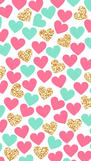 Blue And Pink Hearts Iphone Wallpaper