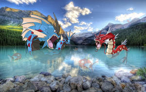 Blue And Red Gyarados Wallpaper