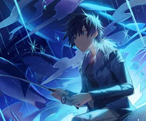 Blue Boy Holding Fish Rod Wallpaper