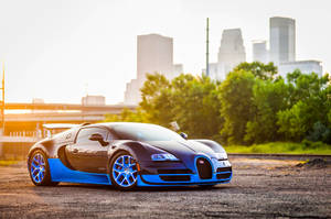 Blue Bugatti Veyron Sunrise Wallpaper