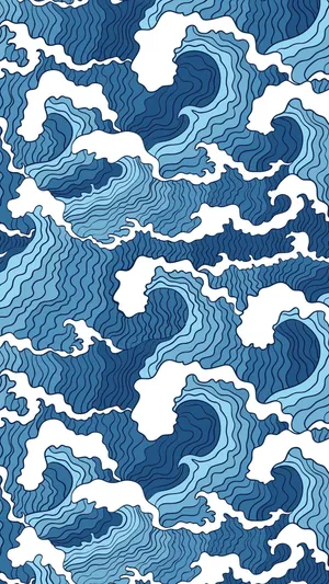 Blue Crashing Waves Hd Design Wallpaper